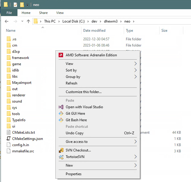 Windows Explorer context menu with Git Gui entry